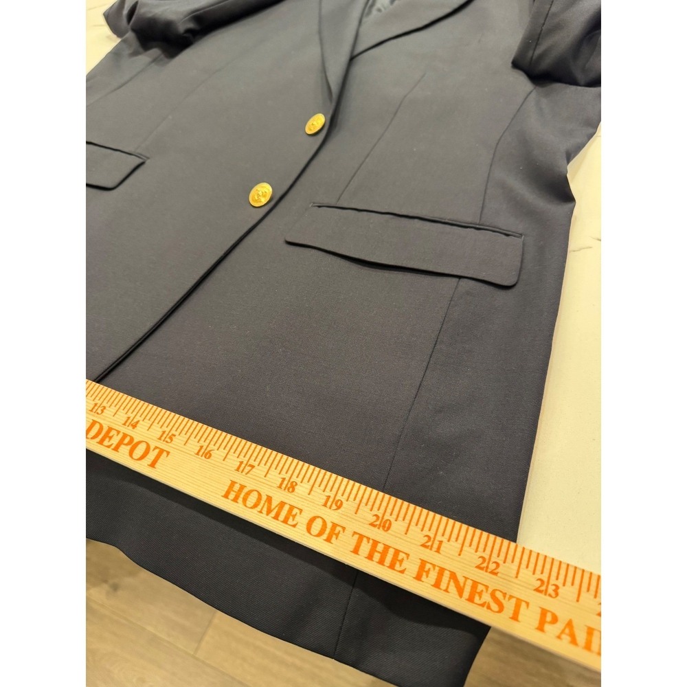Lauren Ralph Lauren Mens 48L Navy Blue 100% Wool 2-Button Blazer Gold Buttons - Picture 10 of 10